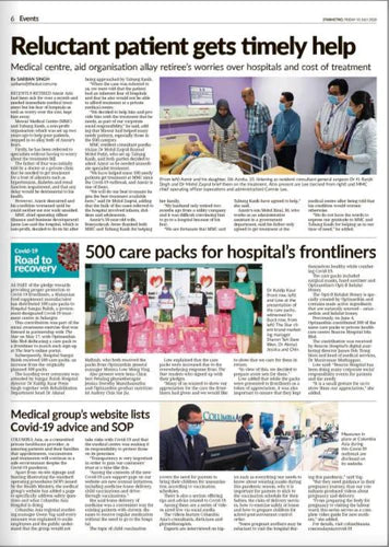 The Star Paper:  Optixanthin 500 care packs for hospital’s frontliners