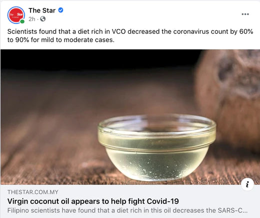 The Star Paper: Virgin coconut oil appears to help fight Covid-19