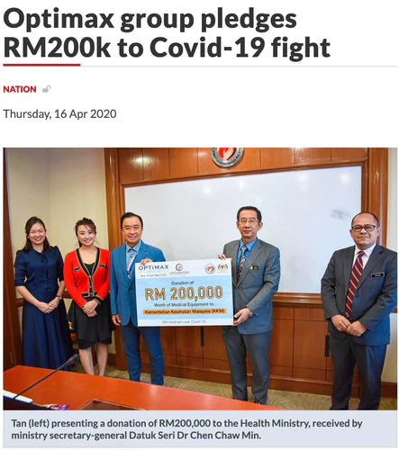 The Star Paper: Optimax Group Pledge RM200k for CONVID-19 Fight
